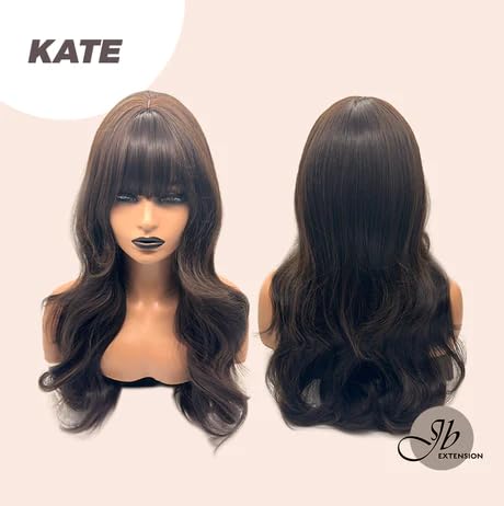 Miniatura 7 de KATE - Peluca rizada marrón de pelo largo sin pegamento para mujer, pelucas sintéticas naturales para uso diario (pelucas de cabello natural)