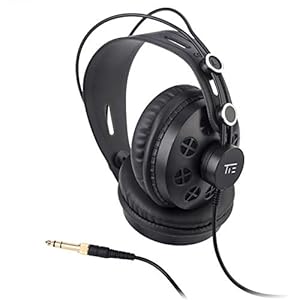 TIE studio koptelefoon semi-open circumaural voor radio, opnamestudio, podcast en multimedia toepassingen (3m, 3,5 mm jack plug, 6,3 mm schroefadapter)