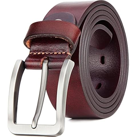 Tolumo Men's Belt 1.3" Wide Full Grain Leather Belts Great for Casual Jeans Work Wear T653 Brown 115cm Cover