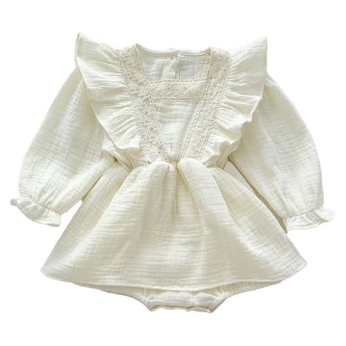 Autumn Newborn Infant Baby Girls Romper Skirt Muslin Long Sleeve Lace Princess Rompers