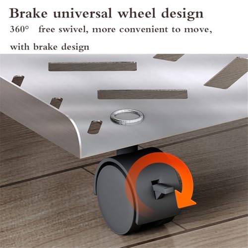 Soporte para CPU móvil de acero inoxidable con 4 ruedas giratorias, ideal para torres de PC y gaming, tamaño mediano miniatura 4
