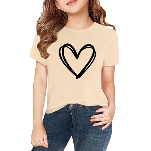 Soft T Shirts for Girls 2025 Summer Short Sleeve Shirts Tops Crew Neck Comfy Preppy Girls Blouse Kids Long Sleeve Shirts