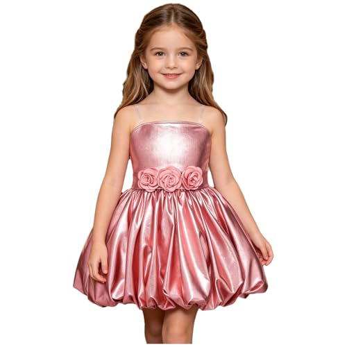 Robe fête bulles filles avec coupe trapèze fleurie pour danse confortable midi