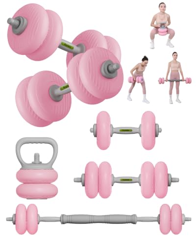 Image of kisnbld Adjustable Dumbbell Set, 35 /45 /62LBS SoftShell Weight Set with Connector 4-IN-1 Dumbbell Set Used as to Barbell & Kettlebell for Home Gym, Fitness Exercise for Men Women Beginners