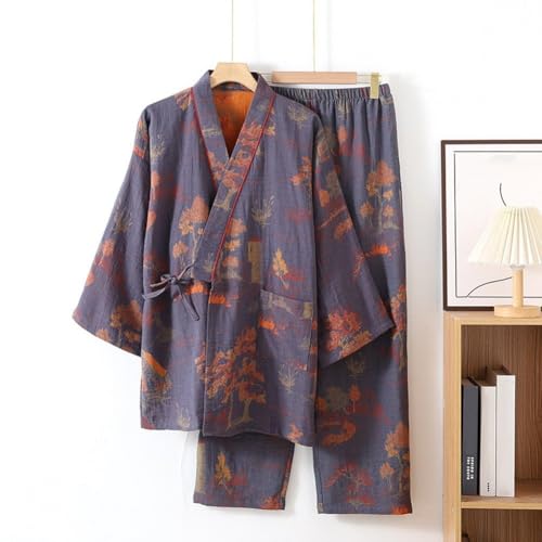 Ensemble pyjama kimono japonais ample en coton unisexe