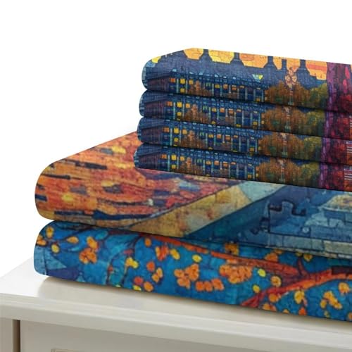 Housse de couette avec fermeture éclair motif Londres 3D microfibre