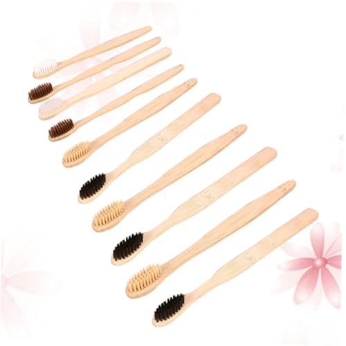VICASKY 10 Stück Teiliges Einweg Naturzahnbürsten Umweltfreundlich Natürlicher Holzgriff für Reisen und Geschäftsreisen Praktische Einweg Zahnbürste für Erwachsene und Zufällige Farbe – Bild 6