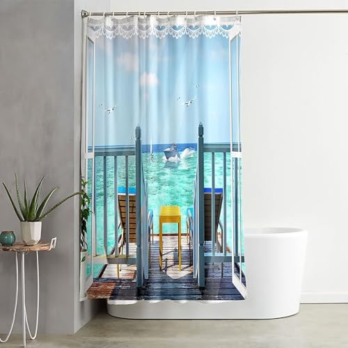 Rideau de douche imperméable contre les moisissures en textile lavable - 4