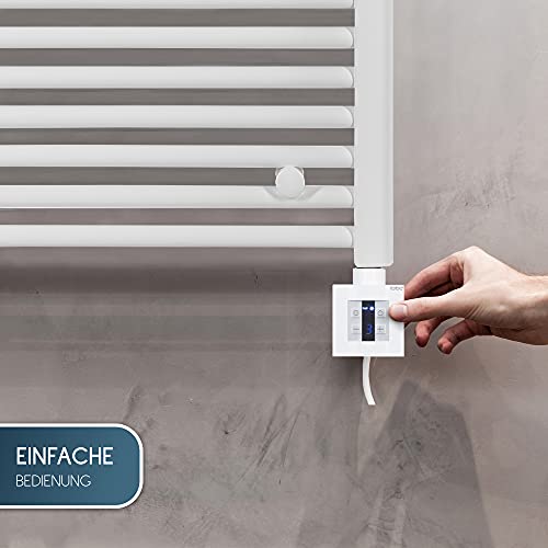 anapont elektrischer Badheizkörper 1175x600 - weiß gerade - Timer-Funktion - Handtuchheizkörper - Badheizung elektrisch - Handtuchheizung - Made in Germany