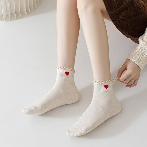 Mcool Mary Women's Ruffle Socks,Casual Cute Ankle Socks Comfort Cool Knit Cotton Frilly Socks for Women 6 Pairs4