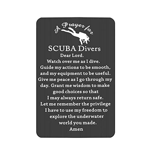 UJIMS Scuba Divers Prayer Wallet Card Insert Scuba Diving Gift Extreme Sports Jewelry for Divers Adventure Metal Wallet Gift for BFF