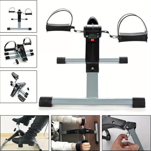 Image of Instafit Fitness Mini Cycle Pedal Exerciser, With fixing strap Folding Indoor Fitness Equipment for Legs and Arms with adjustable resistance and digital display suitable for physiotherapy rehab
