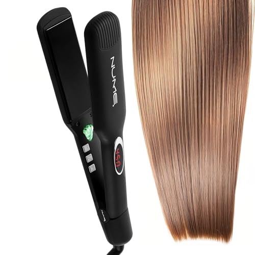 NuMe Megastar X Hair Straightener Tourmaline Flat Iron – 1.75 Inch Floating Plates Hair Straightener with Negative Ion Booster, Infrared Light Strip, Ultra-Smooth and Shiny Results for All Hair Types