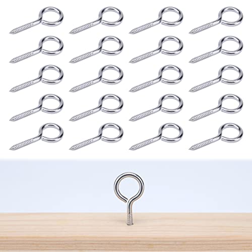 Image of Muzata 20PCS Eye Screws 2 Inch Eye Hook Screw for Wood T316 Stainless Steel M4 Eyelet Hooks Self Tapping for Indoor Outdoor CN22