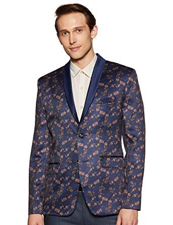 OshanoPrinted Tuxedo Blazer for Men Casual Slim Fit Jacket