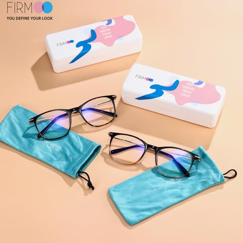 Image of Firmoo Blue Light Glasses for Women Men, Reading Glasses 0.0x-3.0x, Ultra Light Square Frame, Premium TR90 & Metal Blend