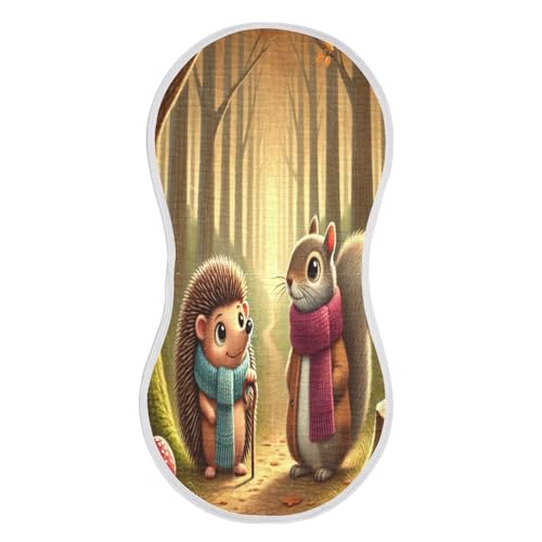 Hedgehog Squirrel Brown Baby Burp Cloths Absorbent Muslin Soft Burp Cloth Rags Cotton Burp Clothes for Boy Newborn Girl Unisex 1 Pack 22x11 Inches