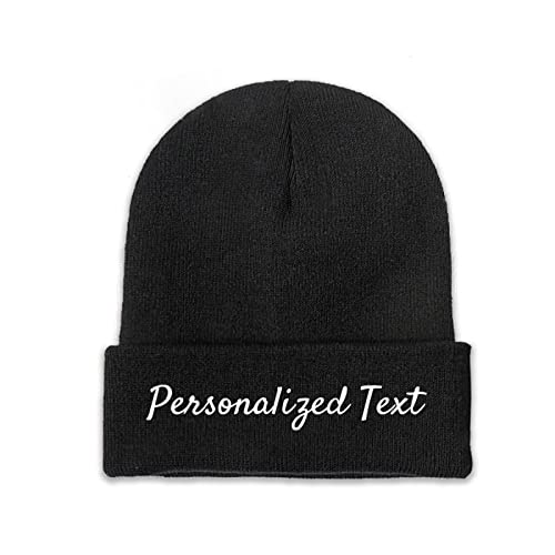Miujonvy Individuell gestaltete Mütze Slouch Black Beanie Personalized Text Warme Beanie-Mütze