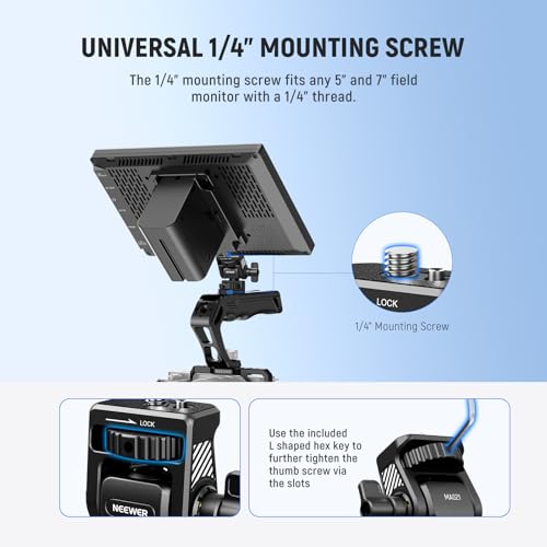 Image of NEEWER Field Monitor Mount Monitor Holder with 1 /4 inch Screw, 360 Swivel, 180 Tilt, Anti Twist Screw Compatible with Atomos Ninja 5 inch & 7 inch Camera Monitor Compatible with SmallRig Camera Cage, MA021