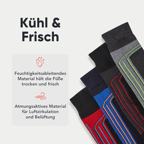 FM London Thermo-Skisocken für Männer und Frauen 4er-Pack - Ergonomische Passform für maximalen Komfort während der Aktivität, Mehrfarbig (Sortiert), 39-46 EU