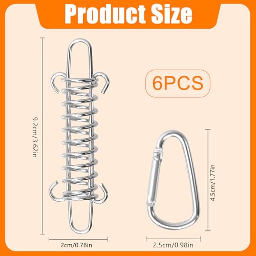 6 Stück Spannfeder für Sonnensegel, mit 12 Karabiner, Federn für Sonnensegel Edelstahl