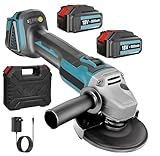 Akku Winkelschleifer 18v,Ersatz für Makita,125 mm Flex Schleifmaschine,Mit 2x5500mAh Akku und Ladegerät,Blechmaschine mit 8.500 U/min, Bürstenloser Motor,Zum Schneiden und Polieren von Keramik(Blau)