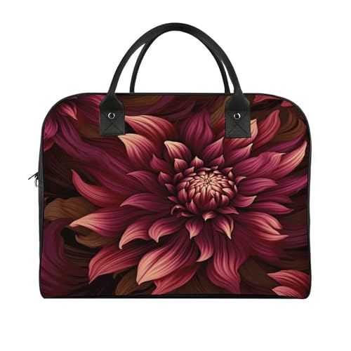 Bolso Tote Rojo con Flores Artístico y Asa Ajustable miniatura 3