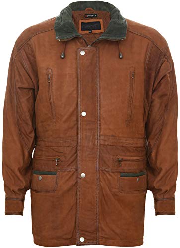 Infinity Leather Men's Classic Green Contrast Soft Supple Suede Buff Overcoat Parka Winter Outdoor Jacket Regular Fit