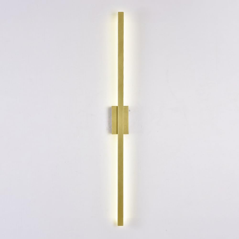 HCZKIUJY Modern Linear Wall Sconce Light Fixture for Living Room Bedroom Long Strip Wall Mount Lighting Minimalist Design Indoor Wall Wash Lights Hardwired Sconces Luminaires (Gold-80cm)
