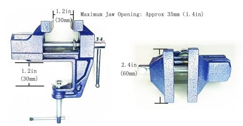 MYTEC Mini Table Clamp, 2.4\" blue, Small Bench Vice, Upgraded cast steel manufacturing Jewelers Hobby Clamps Craft Repair Tool Portable Work Bench Vise - Thumbnail 5