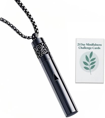Mindfulness Breathing Necklace & Essential Oil Diffuser for Women Men Gift 2-in-1 Stainless Steel Breathlink Jewelry for Inner Balance, Daily Focus, Yoga, and Meditation