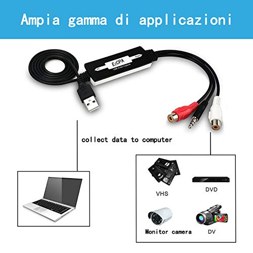 GRACETOP USB 2.0 Audio Grabber- 3.5mm & 2RCA L/R Audio Capture Aufnahme Kabel für Bandlaufwerk, CD-Audioaufnahme Windows XP/Vista/7/8/8.1/10/MAC Kompatibel – Bild 5