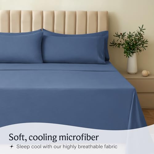 Image of LuxClub 4 PC Queen Sheet Set, Breathable Luxury Bed Sheets, Deep Pockets 18 inch Wrinkle Free Cooling Sheets Machine Washable Hotel Bedding Silky Soft - Oxford Queen