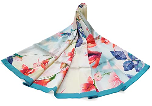Image of Satin Silk Women's Large Square Floral Fashion Scarf