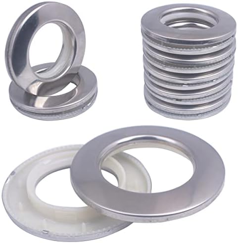 10 Pack Stainless Steel Curtain Grommets, 2 in 1 Metal Curtain Ring Eyelets Metal Grommet ABS Plastic Curtain Eyelet Clips,1.65"42mm Inner Diameter for Window Drapery Tape (10-Pack Silver)