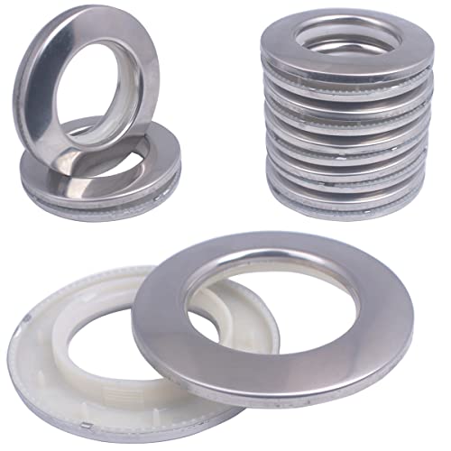 Paquete de 10 Ojales de Cortina de Acero Inoxidable y ABS - 2 en 1 Metal y Plástico - 42 mm de Diámetro Interior para Cinta de Cortina de Ventana