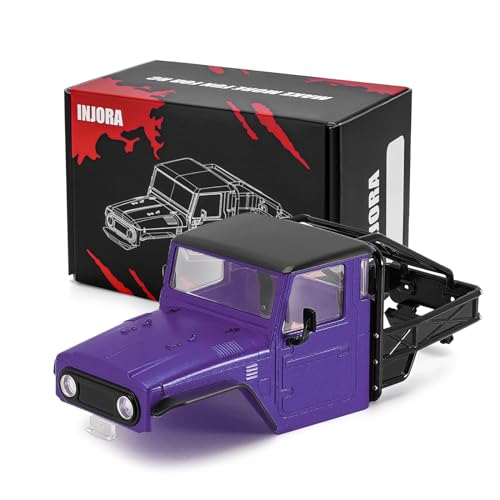 INJORA 87g IR40 Truck Body Shell with Tube Cage for 1/18 TRX4M Defender Bronco Upgrade(Purple
