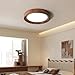 LZHUYE LED Ceiling Light Fixture,Farmhouse Minimalist Wood Grain Semi Flush Mount Ceiling Light, 3-Color Dimming Mid Century Ceiling Lamp for Bedroom Living Room Lighting Fixtures(50cm)