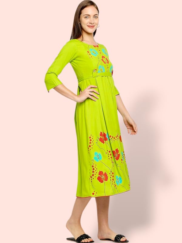 Image of DUMMY SHAPE Women's Rayon Anarkali Maternity Dress & Feeding Kurti with Zippers