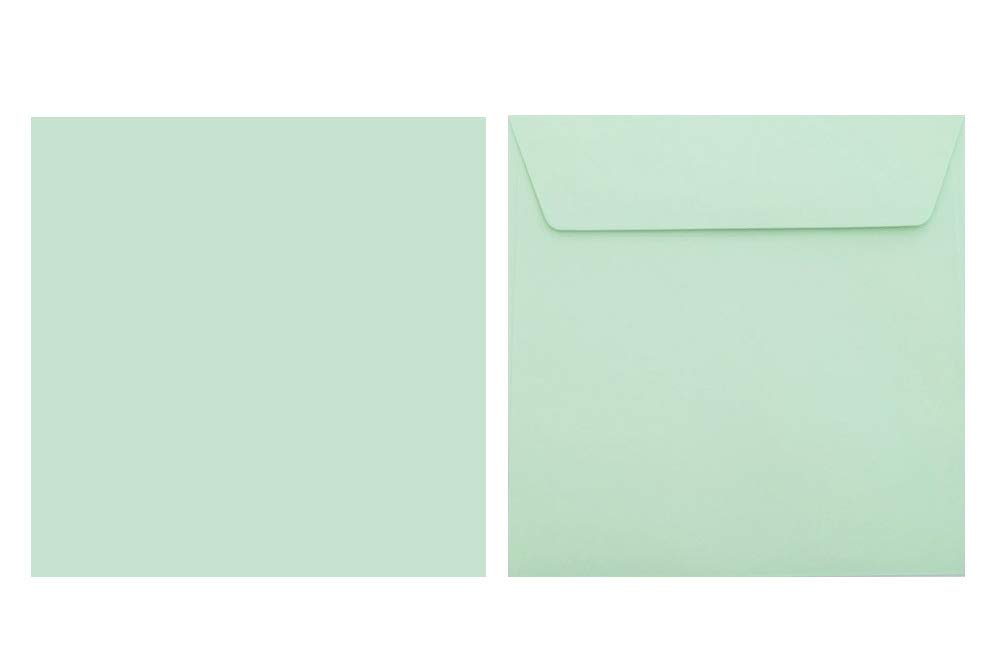 12 - Buste quadrate, 170 x 170 mm, in carta resistente, 120 g/m2, con chiusura adesiva, 100 pezzi, colore: Verde chiaro