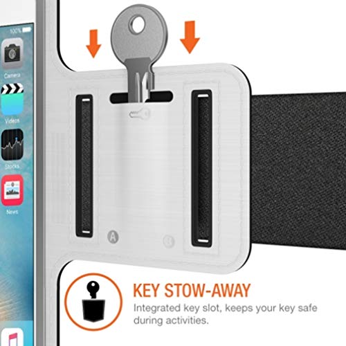 Fonus Running Armband compatible with iPhone 15 Pro Max/Plus - Sports White Gym Workout Case Cover Band for iPhone 15 Pro Max/Plus