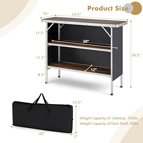 Image of COSTWAY Folding Picnic Table, Portable Camping Table with Carry Bag
