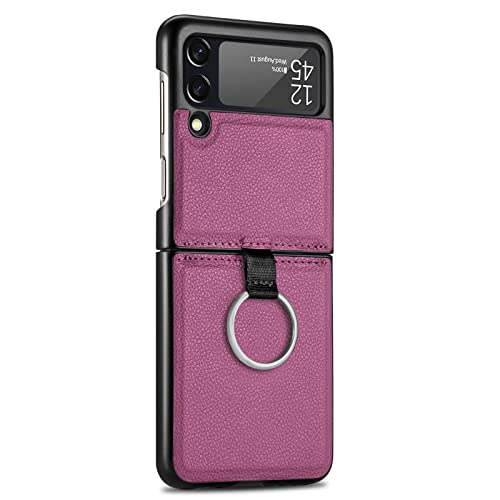 Coque Samsung Galaxy Z Flip 3, Premium Étui Housse en PU Cuir Antichoc avec Fente Carte Flip Protection Housse pour Samsung Galaxy Z Flip 3 5G (Violet)