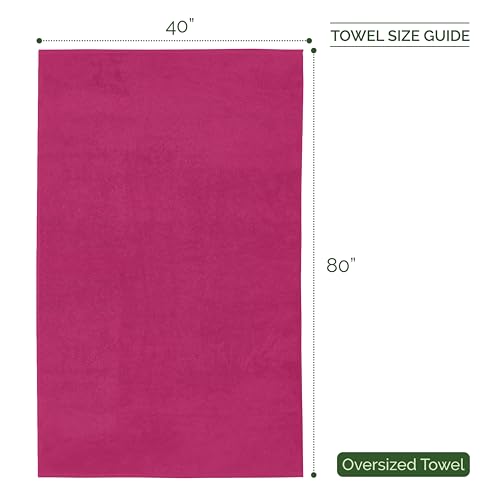 Image of Elegant Comfort Three Line Popcorn Extra Large Luxury Bath Towel - 40 inch x 80 inch inch, Premium Hotel Spa Quality 1 Piece Oversized Bath Sheet 100% Turkish Cotton Super Soft Highly Absorbent, Hot Pink