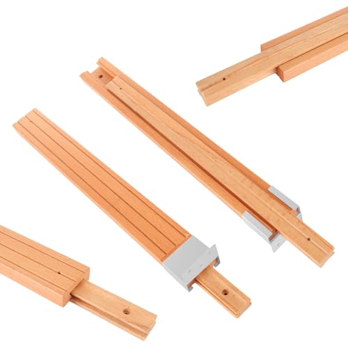 WOPPLXY 4 PCS Wood Drawer Slides, 16 Inch Wooden Drawer Slides with Metal Slide, Wood Center Mount Drawer Slides Replacement Part