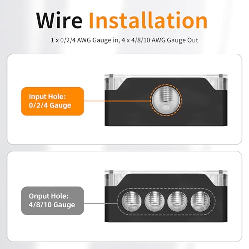 image for Joinfworld 4 Way Power Distribution Block Car Audio 0/2/4 Gauge Input 