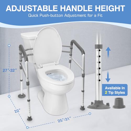 TABEKE Toilet Safety Rails for Seniors, Adjustable Height & Width Toilet Safety Frames with Handles, Foldable Toilet Rails for Disabled Elderly Fit Most Toilets (w. Suction Cups) - Image 4