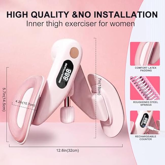 Thigh Trainer Thigh Exerciser,Non-Slip Silicone Pads Enhanced Resistance Hip and Pelvis Trainer, Inner Thigh Exercise Equipment Kegel Exercise Products for Women Home Gym