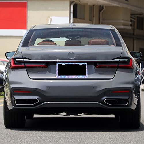 Colored Mermaid Fish Scales License Plate Frame Blue Pink Purple Stainless Steel License Plate Frames For Car Decorative Parts Rustproof License Plate Cover For Standard Us Canada Holder Unisex #TOP6