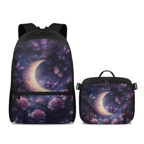 Sac à dos papillon amovible résistant à l'eau pour ados de 10 à 12 ans avec boîte lunch